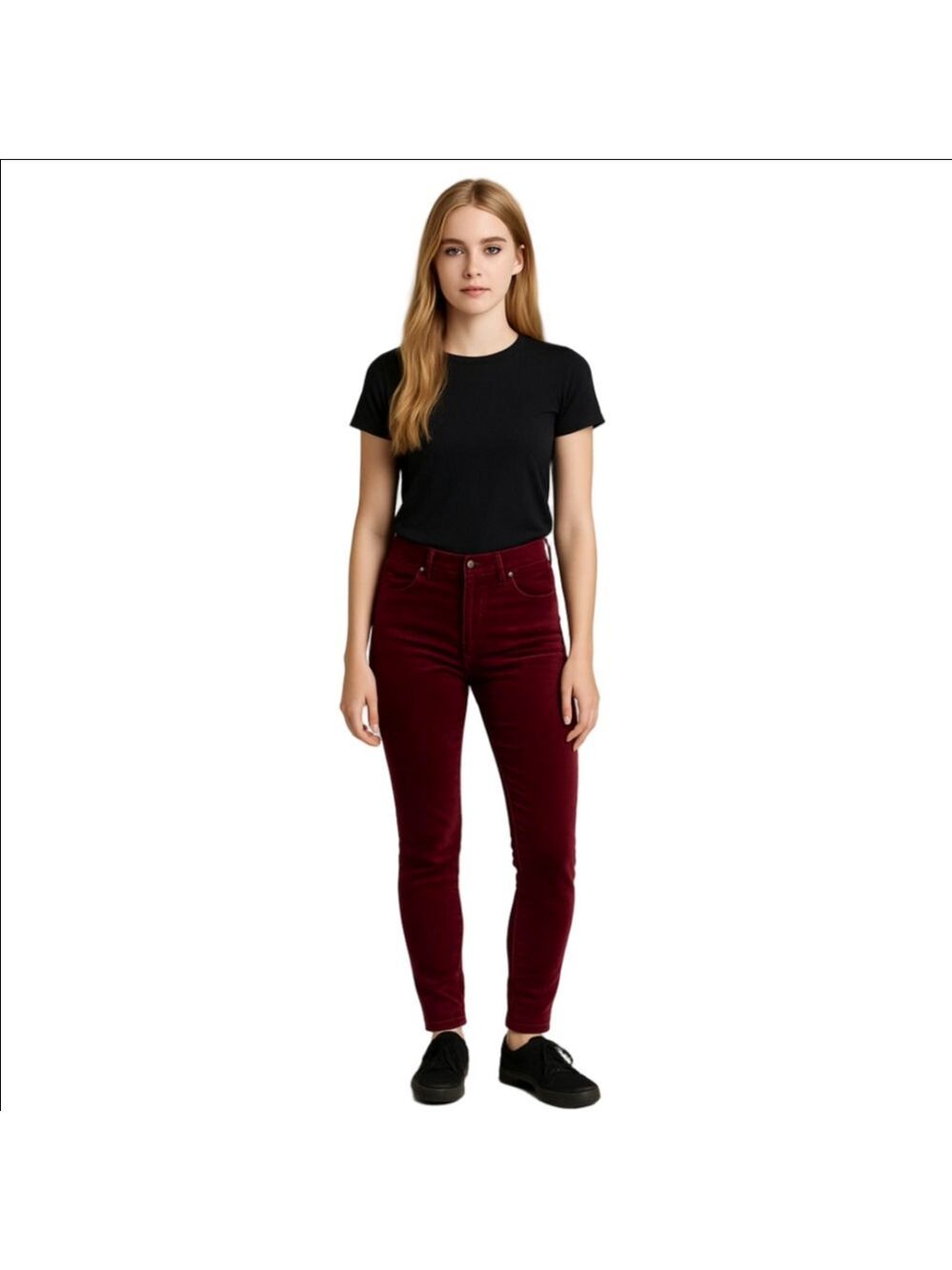 Mossimo High Rise Skinny Jeans Maroon Burgundy Women's Size 25